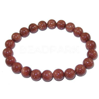 Synthetic Goldstone Beaded Stretch Bracelets B072-8-1