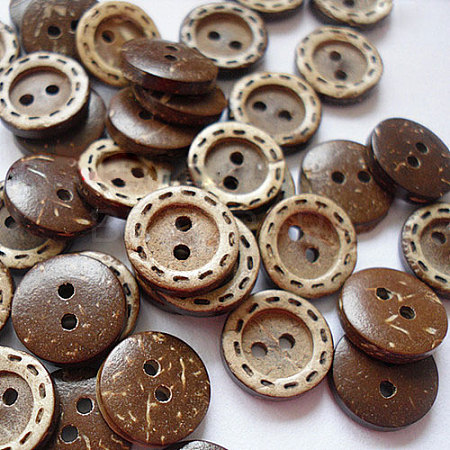 Carved 2-hole Basic Sewing Button NNA0YXQ-1
