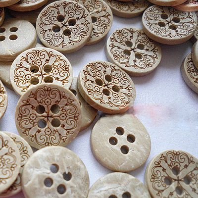 Carved Round 4-hole Basic Sewing Button NNA0YX9-1