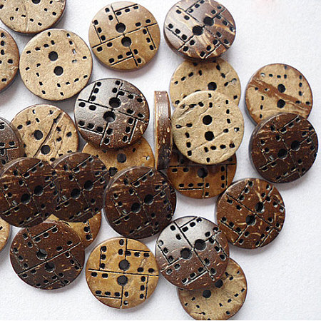 Round Carved 2-hole Basic Sewing Button NNA0YZW-1