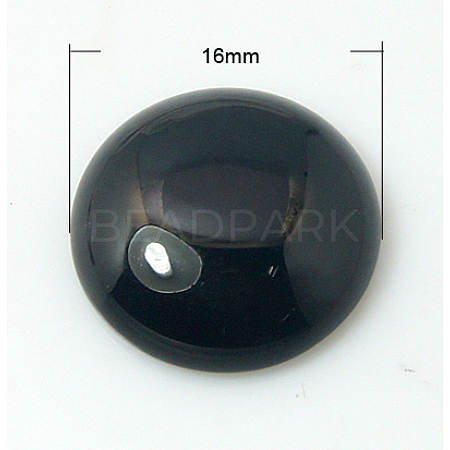 Natural Dyed & Heated Black Agate Cabochons G-BA16x5-1