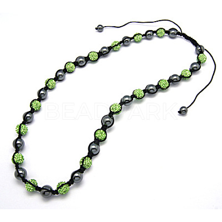 Fashion Polymer Clay Rhinestone Necklaces NJEW-Q172-3-1