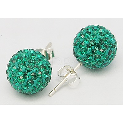 Gifts for Her Valentines Day 925 Sterling Silver Austrian Crystal Rhinestone Ball Stud Earrings for Girl Q286H041-1