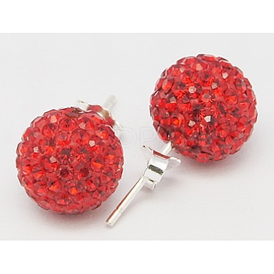 Gifts for Her Valentines Day 925 Sterling Silver Austrian Crystal Rhinestone Ball Stud Earrings for Girl Q286H121-1