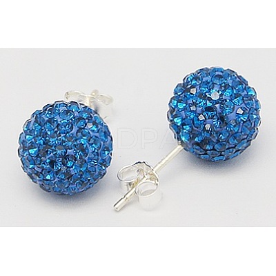Sexy Valentines Day Gifts for Her 925 Sterling Silver Austrian Crystal Rhinestone Ball Stud Earrings Q286J131-1
