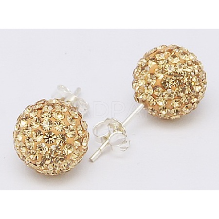 Gifts for Her Valentines Day 925 Sterling Silver Austrian Crystal Rhinestone Ball Stud Earrings for Girl Q286H141-1
