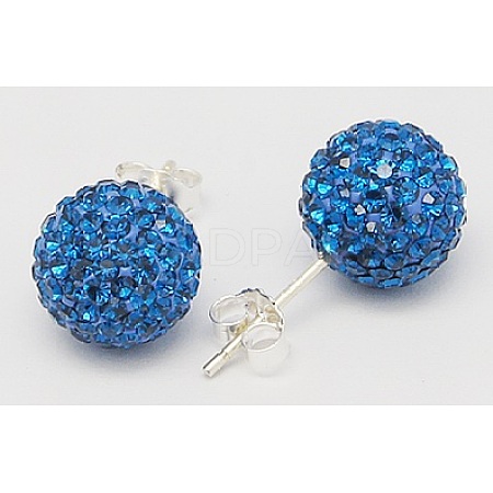 Sexy Valentines Day Gifts for Her 925 Sterling Silver Austrian Crystal Rhinestone Ball Stud Earrings Q286J131-1