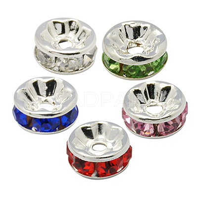 Brass Grade A Rhinestone Spacer Beads RB-A014-Z7mm-S-1