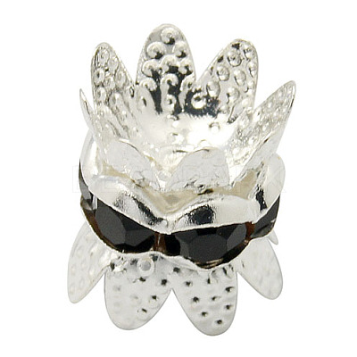Brass Rhinestone Bead Caps RB-H042-2-1