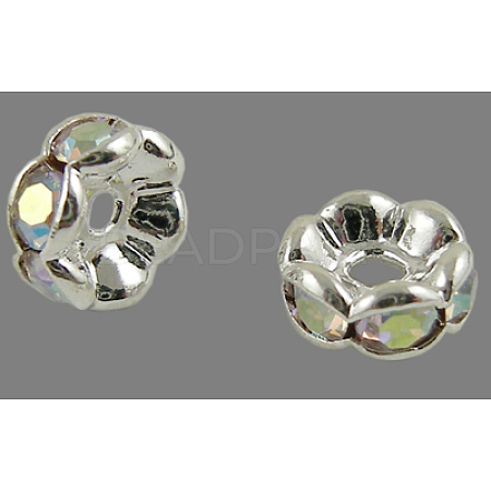 Brass Rhinestone Spacer Beads RB-A014-L12mm-28S-1