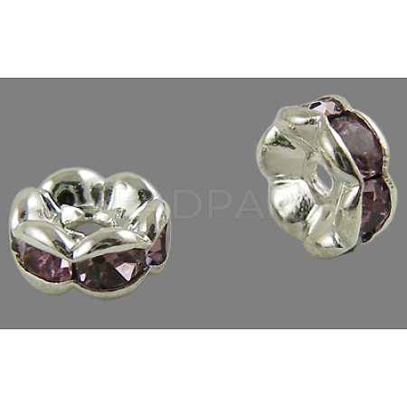 Brass Rhinestone Spacer Beads RB-A014-L6mm-10S-NF-1