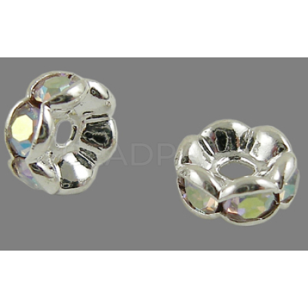 Brass Rhinestone Spacer Beads RB-A014-L7mm-28S-1