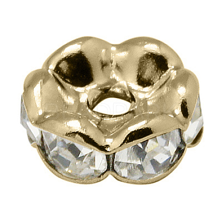 Brass Rhinestone Spacer Beads RB-A014-L8mm-01LG-NF-1