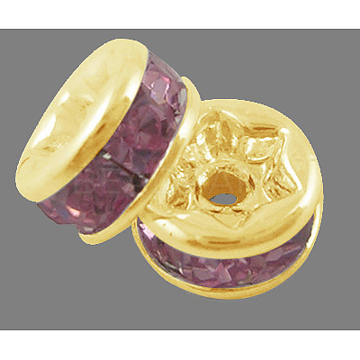 Brass Grade A Rhinestone Spacer Beads RSB038NF-07G-1
