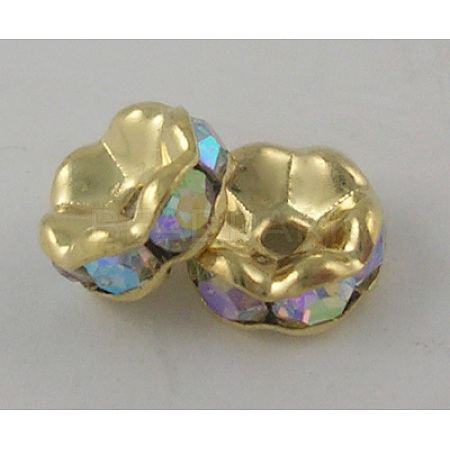 Brass Rhinestone Spacer Beads RSB028NF-02G-1