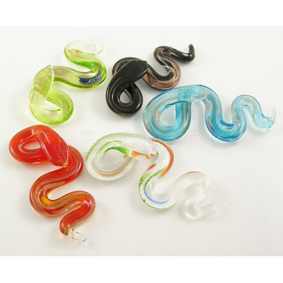Lampwork Glass Large Pendants SLSP110Y-1