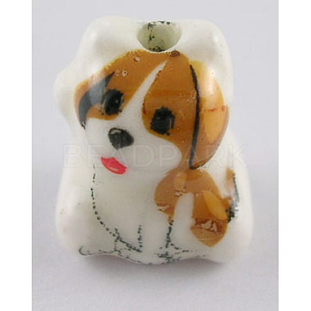 Handmade Lovely Puppy Famille Rose Porcelain Beads YCF035-1