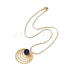Natural Quartz Flat Round Pendant Necklace with 304 Stainless Steel Snake Chain NJEW-K244-06G-5