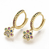 Brass Micro Pave Colorful Cubic Zirconia Dangle Hoop Earrings EJEW-S208-084-2