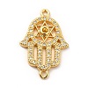 Eco-Friendly Rack Plating Brass Micro Pave Clear Cubic Zirconia Connector Charms KK-F847-05G-1