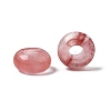 Cherry Quartz Glass European Large Hole Beads G-Q442-17-2