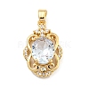 Brass Micro Pave Clear Cubic Zirconia Pendants X-KK-P263-26KCG-03-1