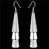 Silver Color Plated Textured Brass Triangle Dangle Earrings EJEW-BB11934-2