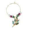 Christmas Theme Plastic Beaded 316 Surgical Stainless Steel Wine Glass Charms AJEW-JO00192-3