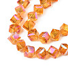 Electroplate Transparent Glass Beads Strands EGLA-N002-29-C02-3