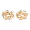 Twisted Brass Micro Pave Clear Cubic Zirconia European Beads KK-C142-02LG-1