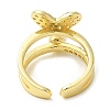 Rack Plating Brass Heart Open Cuff Ring with Cubic Zirconia RJEW-M151-03G-2