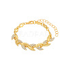 Leaf Alloy Rhinestone Link Bracelets for Women WGBDB93-01-2