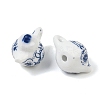 Blue Floral Printed Porcelain Charms PORC-Z007-06B-2