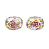Flower Printed Transparent Acrylic Rondelle Beads TACR-S160-01-D03-2
