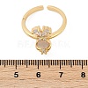 Rabbit Brass Micro Pave Clear Cubic Zirconia Open Cuff Rings RJEW-G343-02G-5