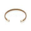 Alloy Mesh Chain Open Cuff Bangle for Women BJEW-S118-141G-2