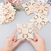 Natural Solid Wood Carved Onlay Applique Craft WOOD-WH0101-70-3