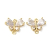 Brass Pave Clear Cubic Zirconia Connector Charms KK-F872-24G-1