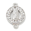 Rack Plating Brass Micro Pave Clear Cubic Zirconia Religion Virgin Mary Connector Charms KK-L224-094P-01-1