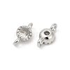 Brass Cubic Zirconia Flat Round Connector Charms KK-H204-02P-04-2