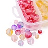 190Pcs 15 Style Frosted Spray Painted Glass Beads Strands GLAA-FS0001-27-4