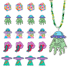 CHGCRAFT 20Pcs 5 Style Alien Theme Colorful Acrylic Pendants FIND-CA0006-56-1