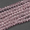 Faceted(32 Facets) Round Glass Beads Strands X-EGLA-J042-4mm-19-2