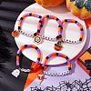 Pumpkin & Spider Web Alloy Enamel Charm Bracelets BJEW-JB10886-2