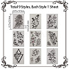 Gorgecraft 9Pcs 9 Style Waterproof Cool Sexy Body Art Removable Temporary Tattoos Paper Stickers STIC-GF0001-14-2