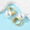 Plastic Pearl Dangle Hoop Earrings with Clear Cubic Zirconia EJEW-A070-08G-3