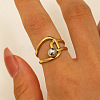 304 Stainless Steel with Cubic Zirconia Cuff Rings for Women FS-WG503C7-03-1