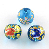 Mixed Flower Picture Printed Glass Round Beads GFB-R004-12mm-M13-2