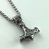 Vintage Punk Style 304 Stainless Steel Viking Hammer Pendant Necklaces for Men EH8058-3