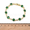Brass Micro Pave Cubic Zirconia Link Cahin Bracelets for Women BJEW-A172-01G-5